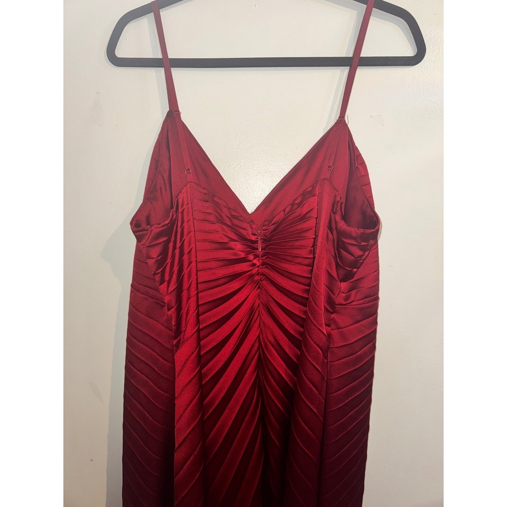 Abercrombie & Fitch Red Giselle Sunburst Pleated Maxi Dress Ruched XXL Tall - Picture 9 of 10